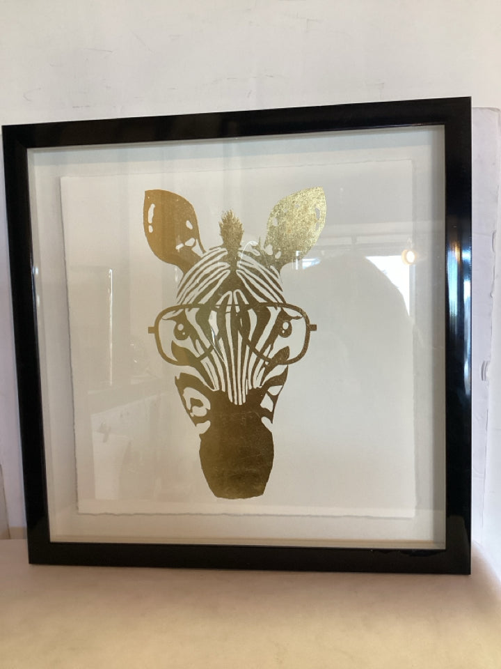White/Gold Giraffe Framed Art