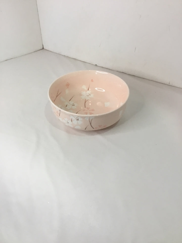 SaKura Japanese Pink/White Ceramic Floral Bowl