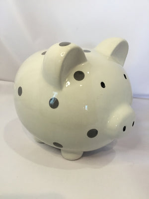 White/Gray Ceramic Piggy Bank