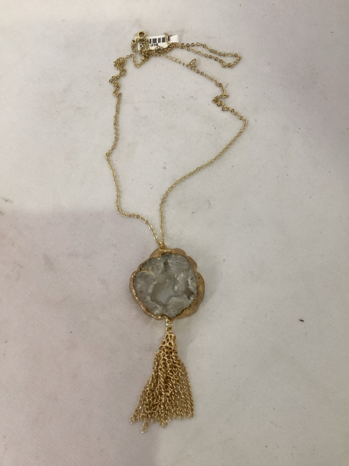 White/Gold Geode Necklace