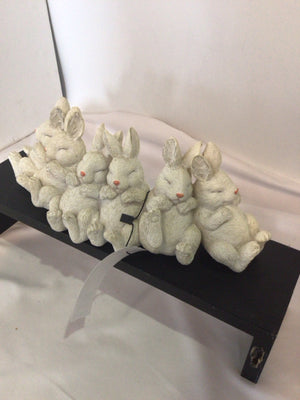 Easter White Resin Bunnies Figurine