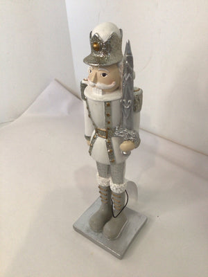 Nutcracker White/Silver Resin Holiday Item