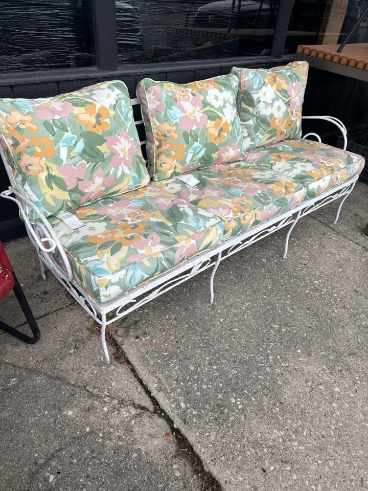 Vintage Iron w/cushion As Is White Sofa
