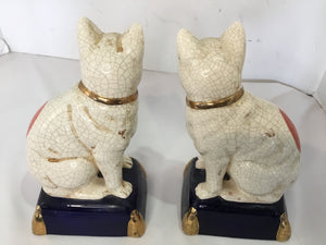 Vintage White/Pastel Porcelain Cat Figurine