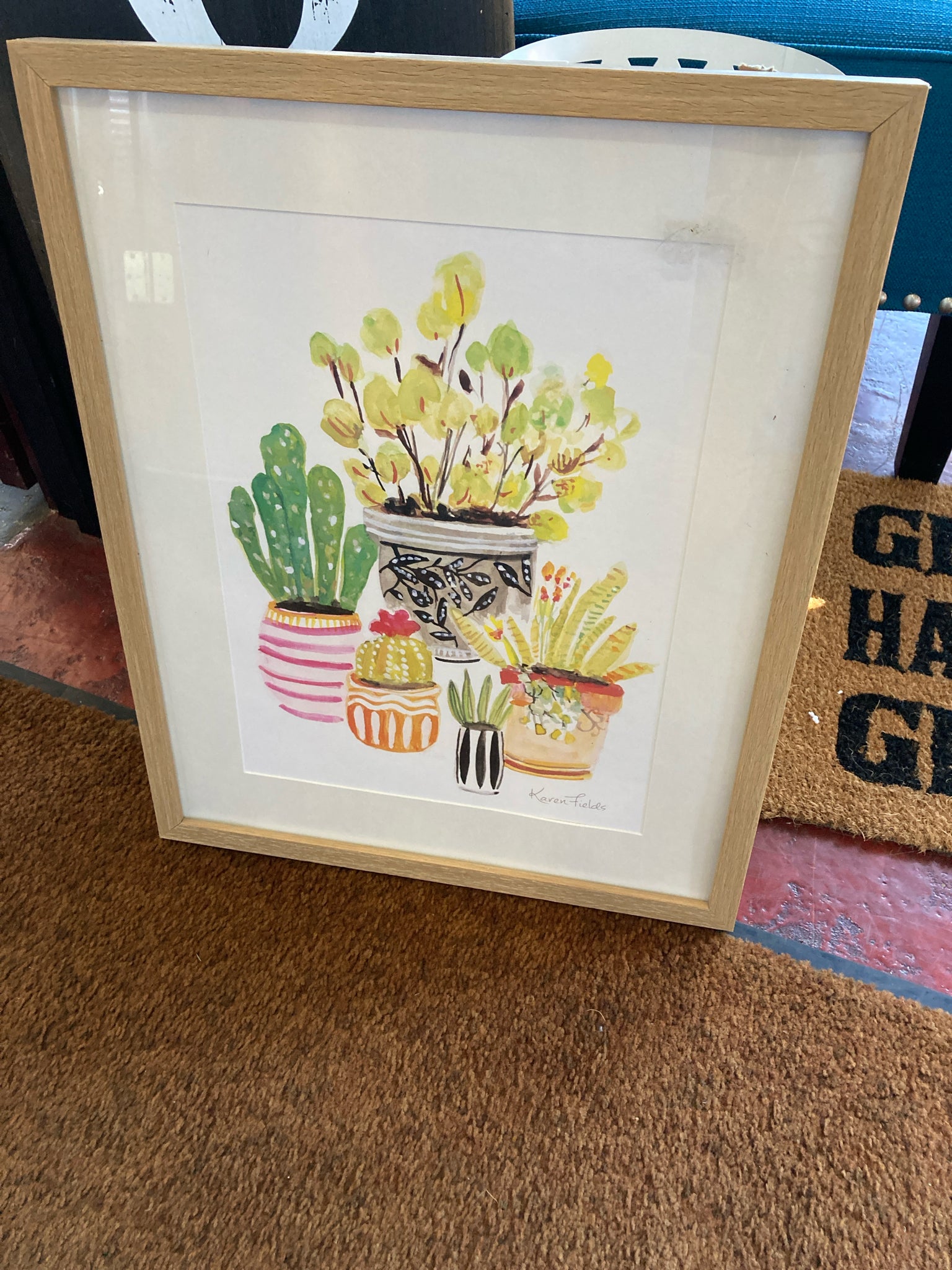 Signed Multi-Color Succulent Framed Art