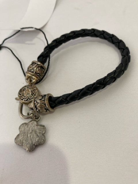 Black/silver Leather Cord Bracelet