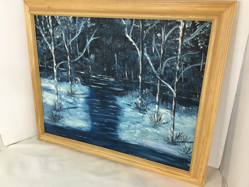 Vintage Blue/White Forest Framed Art