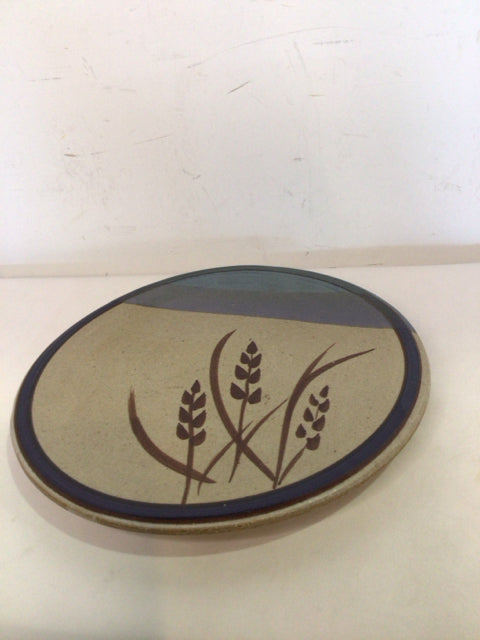 Round Stoneware Brown/Blue Wall Decoration Art