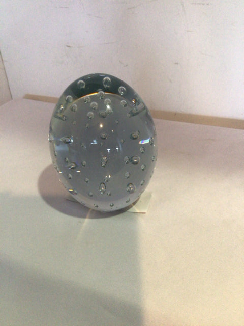 Clear Glass Egg Paperweight
