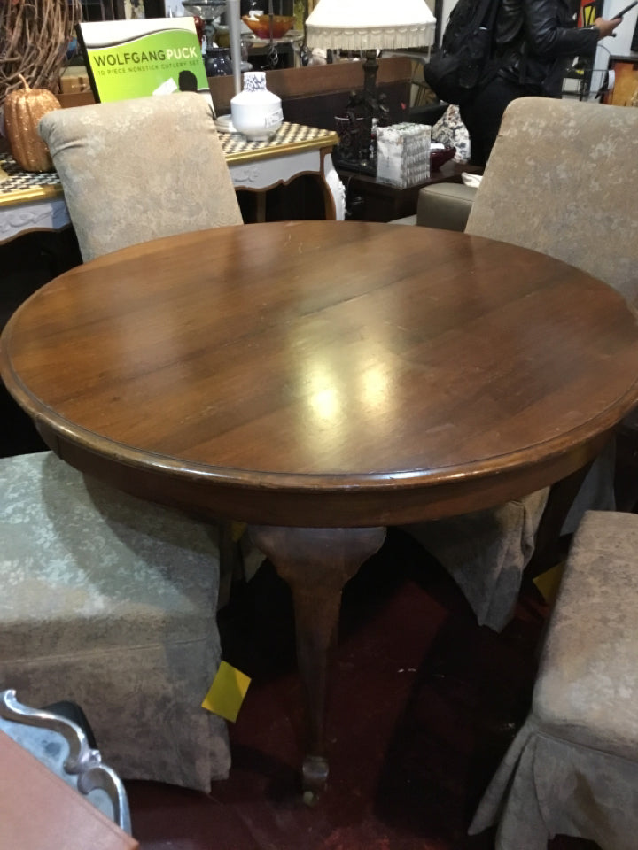 Round Wood 4 Leg Brown Table