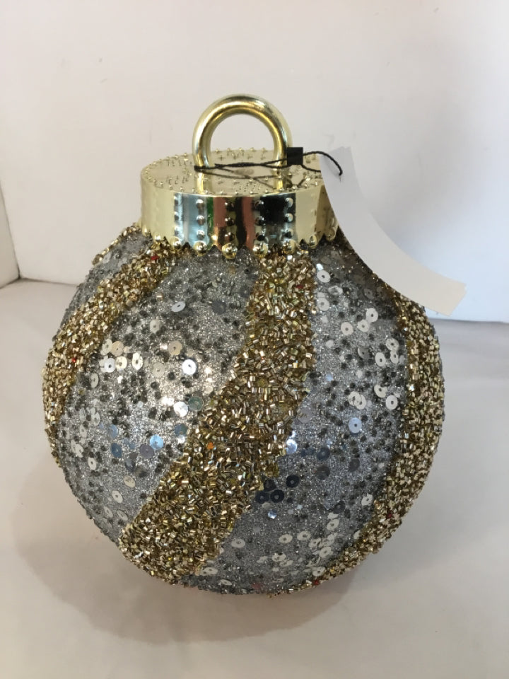 Oversized Silver/Gold Beaded Ornaments Holiday Item