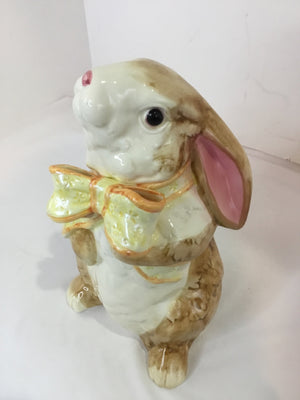 Tan/White Ceramic Bunny Figurine