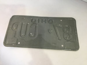 Vintage White/Blue Metal Ohio License Plate