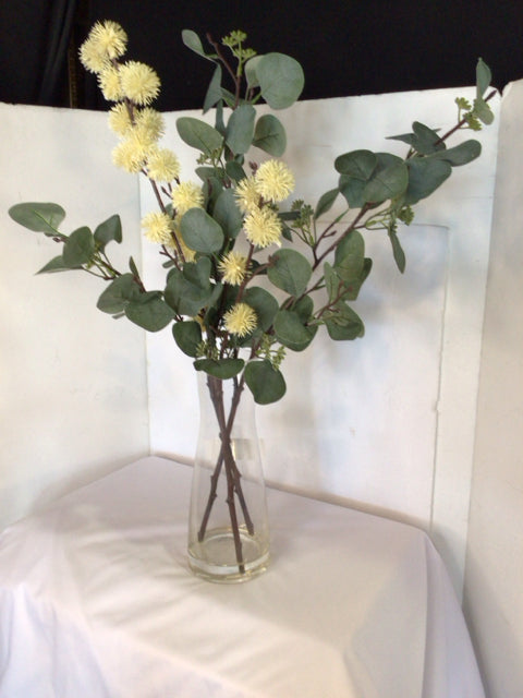 Glass Green/Cream Electric Eucalyptus Floral Arrangement