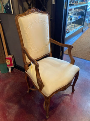 Wood Upholstered Seat Brown/Cream Chair