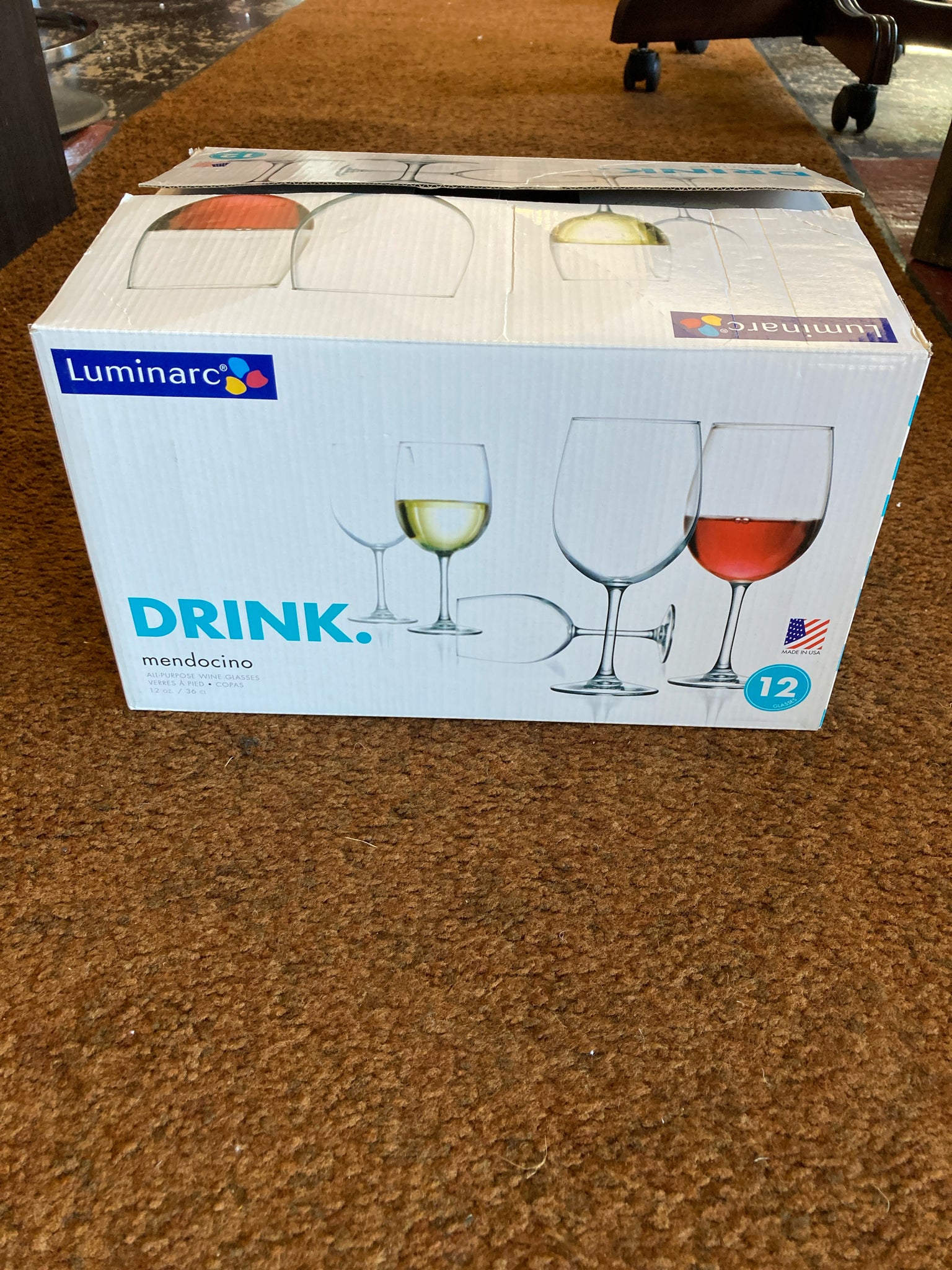 Luminarc Set of 12 Clear Glass Wine Glasses Glasses