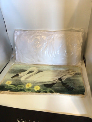 Creative Co-op Lumbar White/Green Cotton Swan W/ Shams Pillow