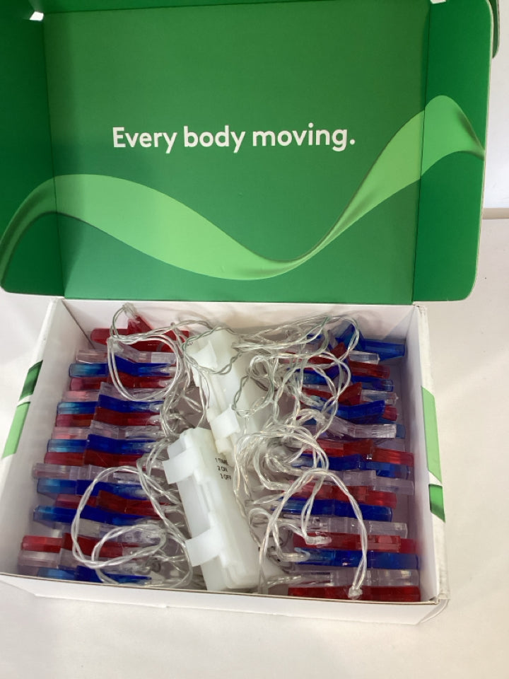 String Lights Red/White/Blue Plastic Stars Holiday Item