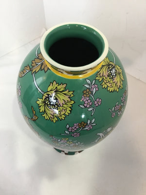 Anthropologie Teal Ceramic Flowers Vase