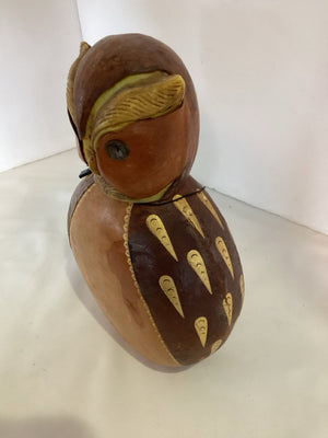 Vintage Brown Leather Owl Bottle