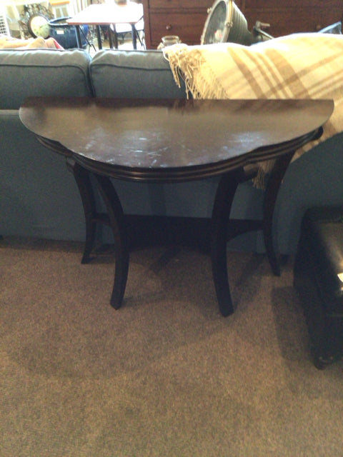 Vintage Demi Lune Wood AS IS Console Brown Table