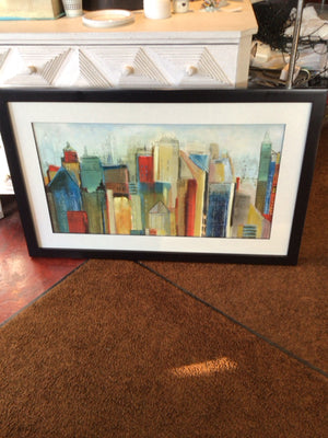 Red/Multi Buildings Framed Art