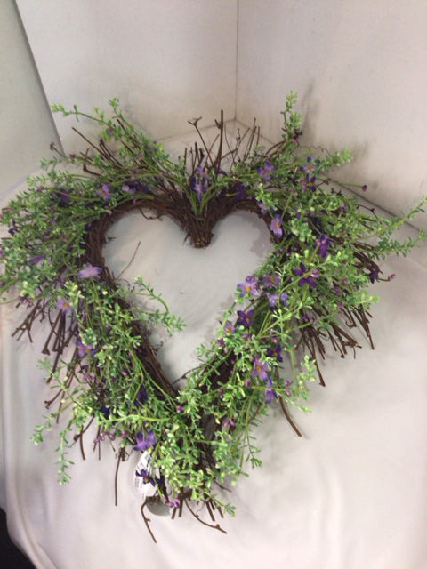 Green Grapevine Heart Floral Wreath