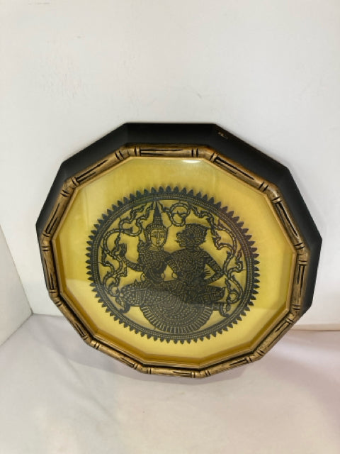 Thailand Black/Gold Resin Figure Framed Art