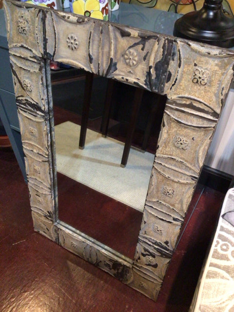 Rustic Tan Metal Pressed Mirror