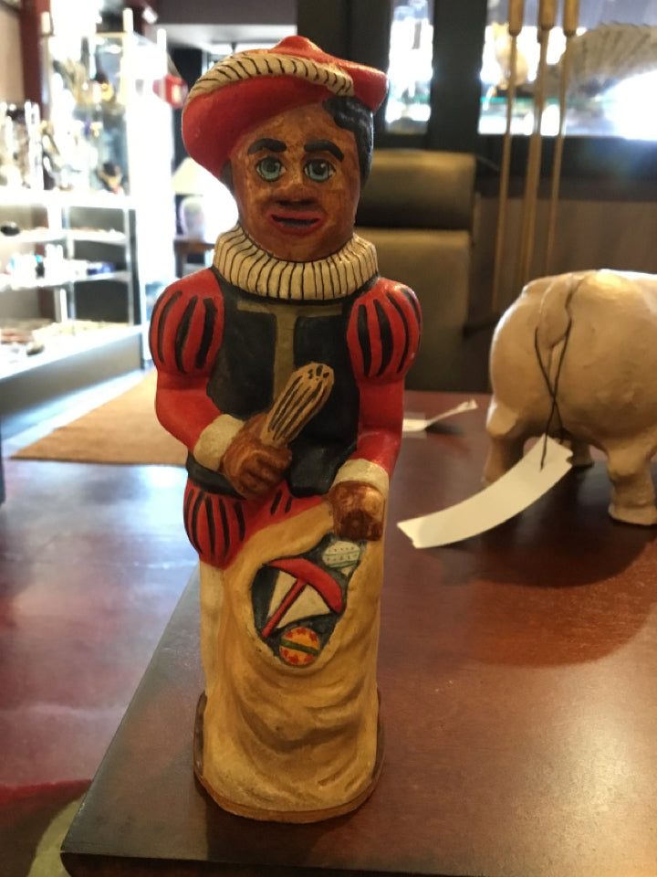 Vaillancourt Folk Art Tan/Red Ceramic Man Statue