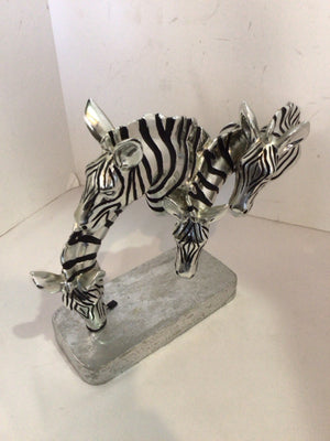 Silver/Black Resin Zebra Sculpture