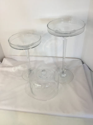 Clear Glass Pair Cake Plate/Stand