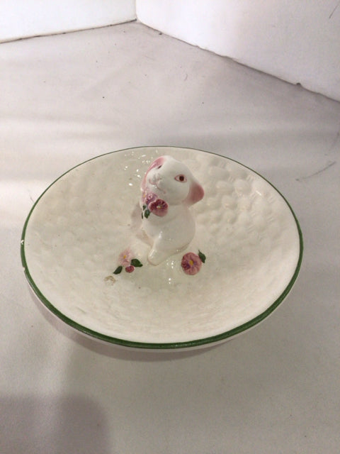 Trinket White/Pink Ceramic Bunny Dish