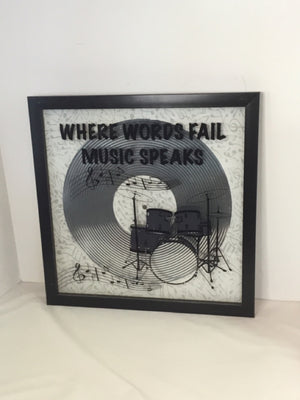 Black/Silver Drum Music Framed Art