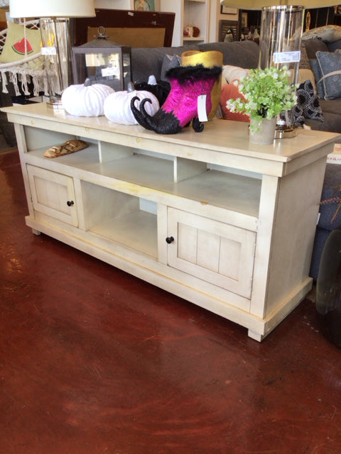 Farmhouse Distressed Ivory TV Stand