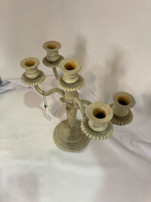 Vintage Cream Iron 4 Arm Candelabra