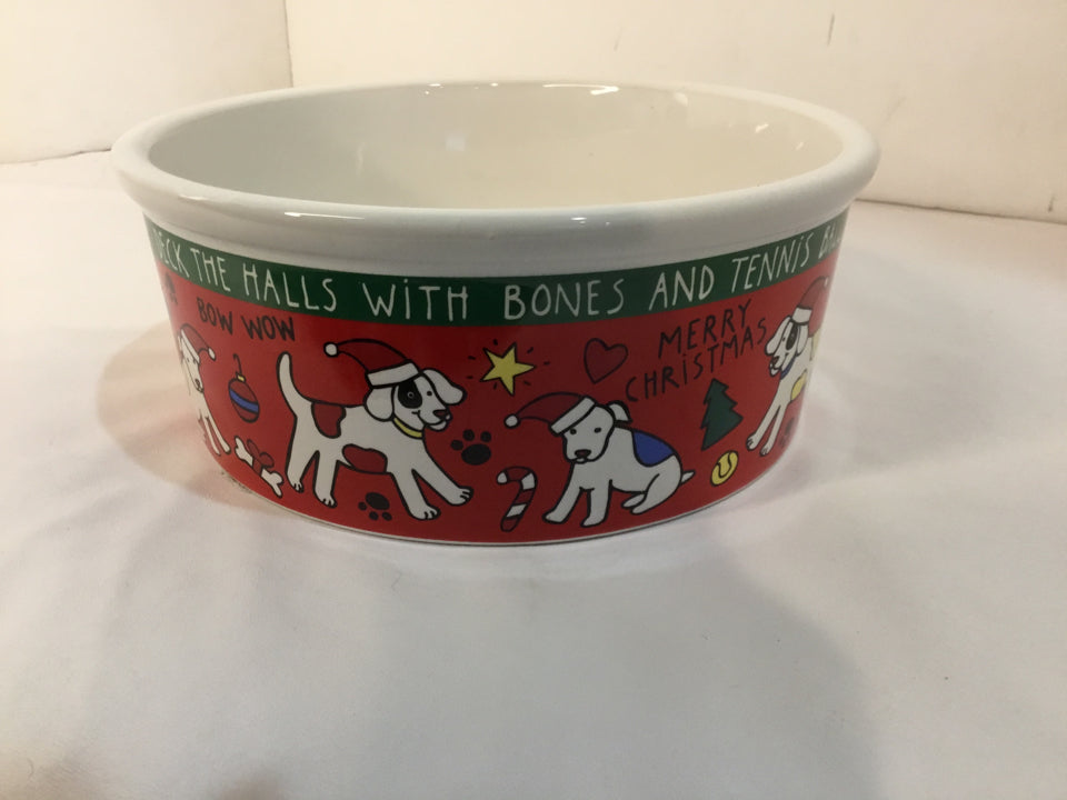 Signature Bowl Red/white Dog Holiday Item