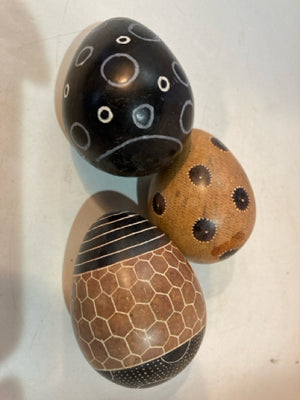 Set of 3 Brown/black Stone Eggs Sculpture