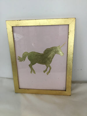 Original Gold/Pink Horse Framed Art