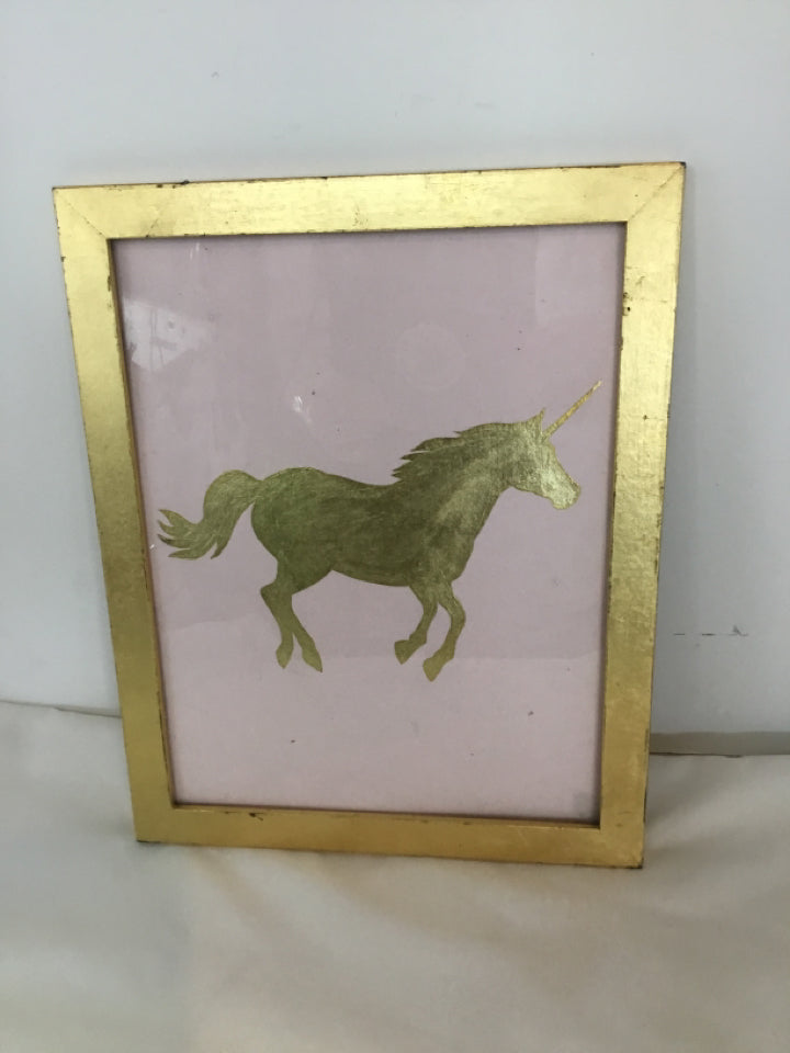 Original Gold/Pink Horse Framed Art