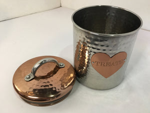 Copper Metal Hammered Canister