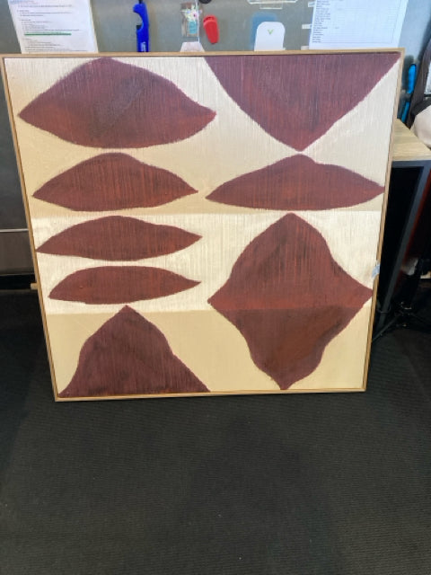 Brown/Cream Acrylic Painted Abstract Framed Art