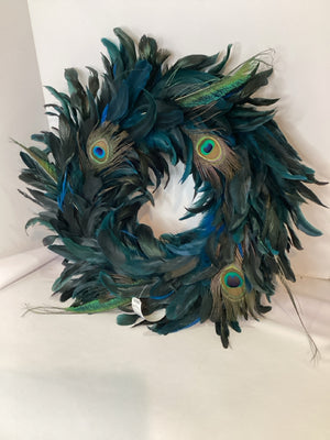 Blue/Green Feather Peacock Wreath