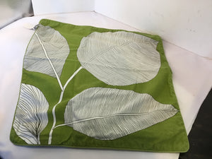 Green/White Cotton Leaves Pillow Cover