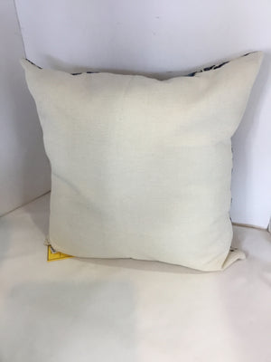 Blue/White Polyester Floral Pillow