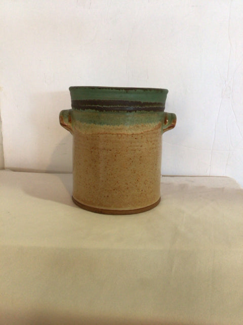 Tan/Green Pottery Utensil Caddy