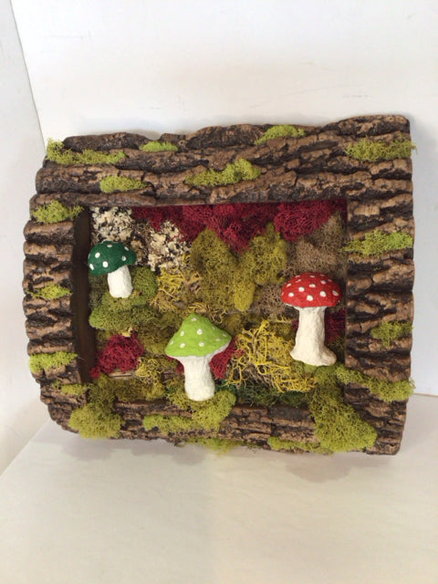 Whimsical Brown/Green Resin Mushroom Wall Hanging Art