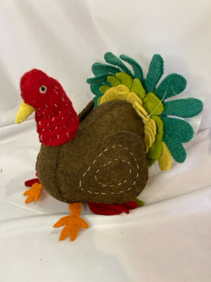 Brown/Multi Felt Stuffed Turkey Holiday Item