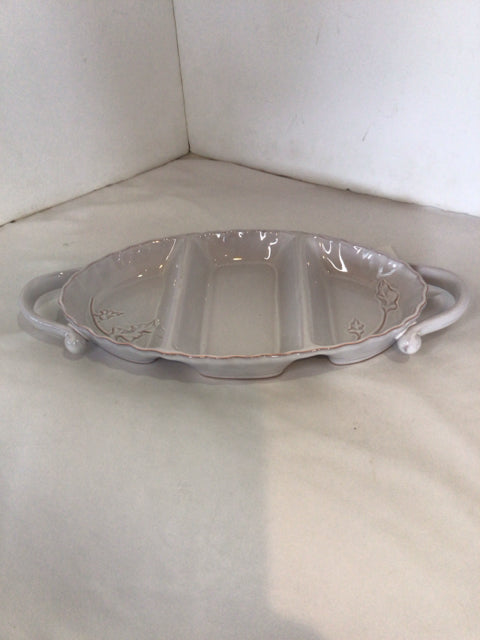Divided Cream Ceramic Tray