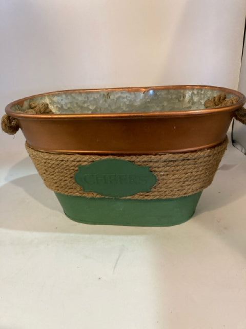 Green/Brown Galvanized Ice Bucket